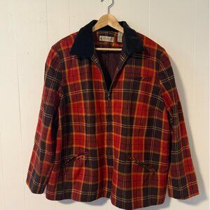 Marsh Landing Red Wool Blend Plaid Collared Jacket 2X